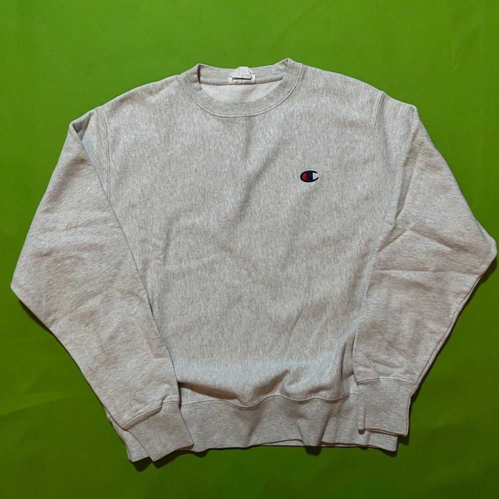 Champion Reverse Weave Sweatshirt Mens Medium Gray Crewneck Pullover Logo